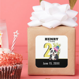 Cute Panda - Personalized Birthday Square Sticker