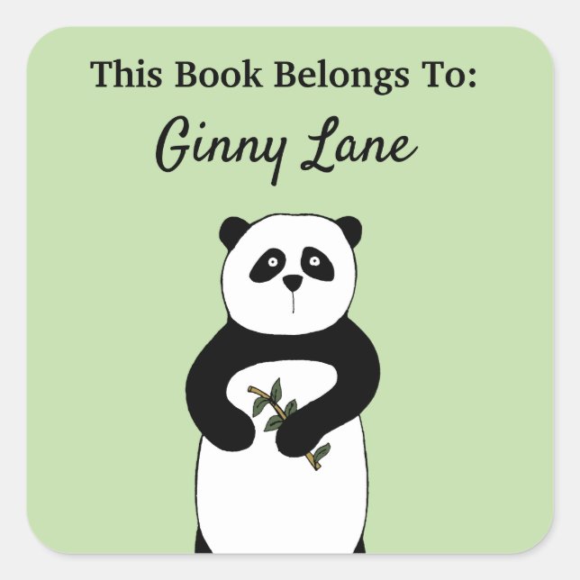 Cute Panda Personalized Book Plate (Front)