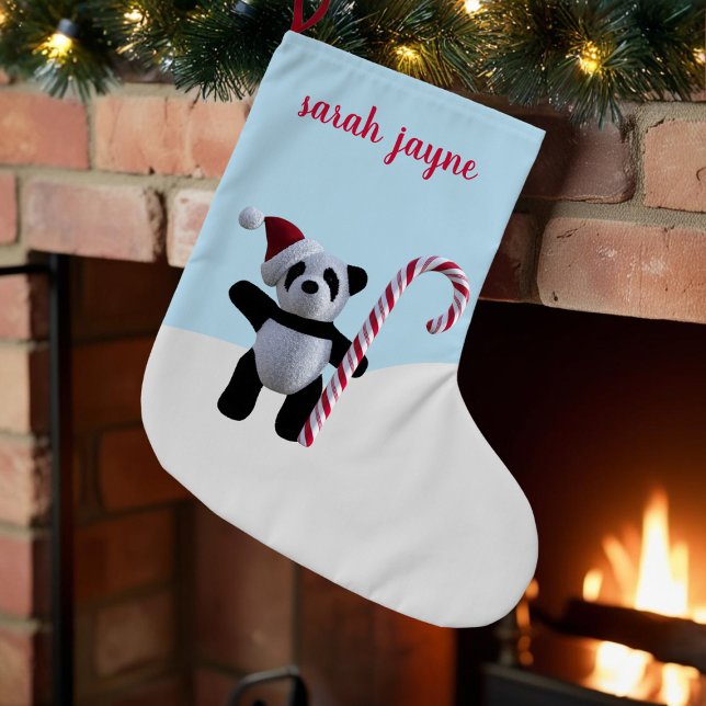 Cute Panda Personalized Christmas Stocking (Cute Panda Personalized Christmas Stocking with space for your name)