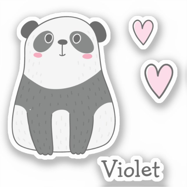 Cute Panda - Personalized Kids Sticker (Front)