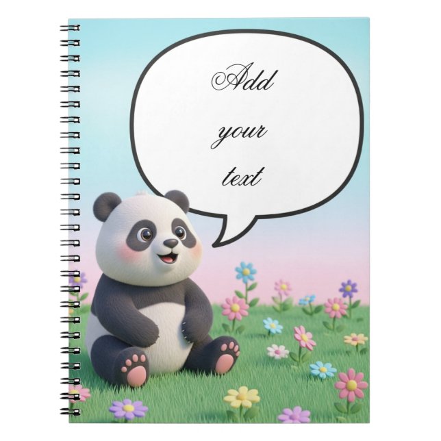 Cute Panda Personalized Notebook for Kids – School (Front)