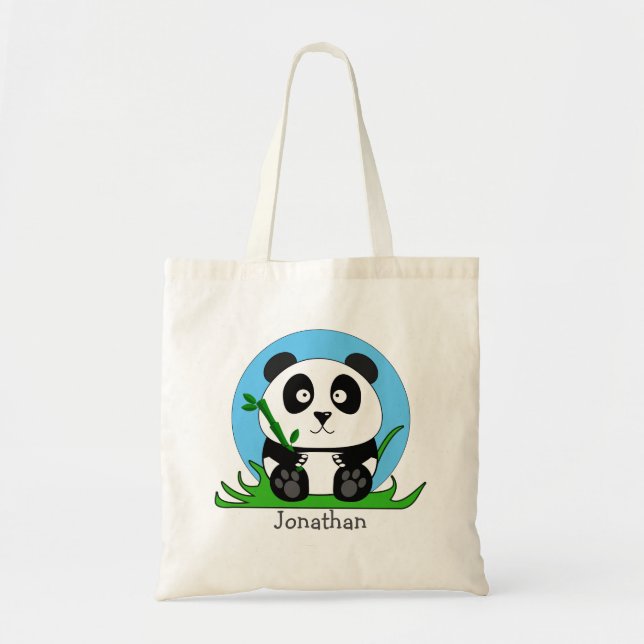 Cute Panda Personalized Tote Bag (Front)