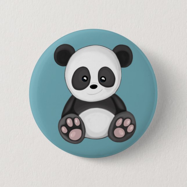 Cute Panda Pinback Button (Front)