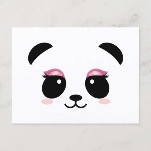 Cute panda pink eyelashes postcard