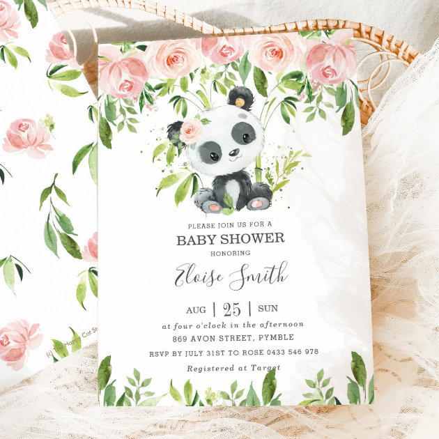 Panda baby shower store invitations