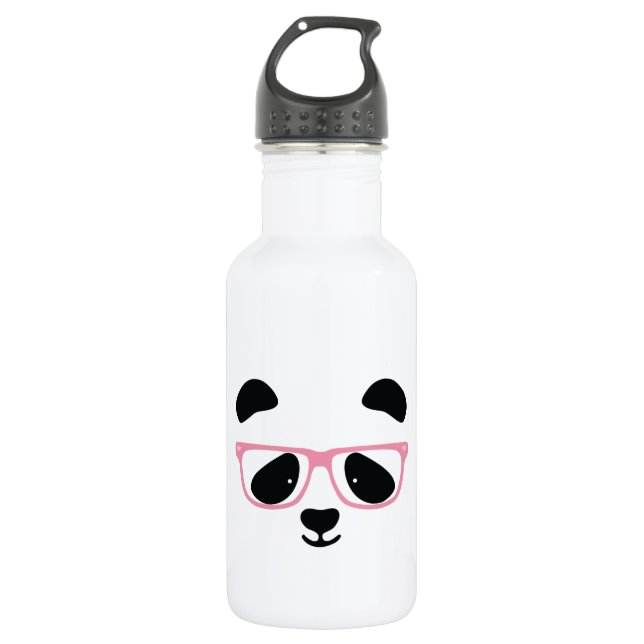 Cute Panda Pink Stainless Steel Water Bottle (Front)
