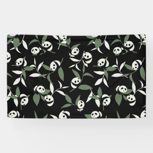 Cute Panda Playing Bamboo Garden Banner