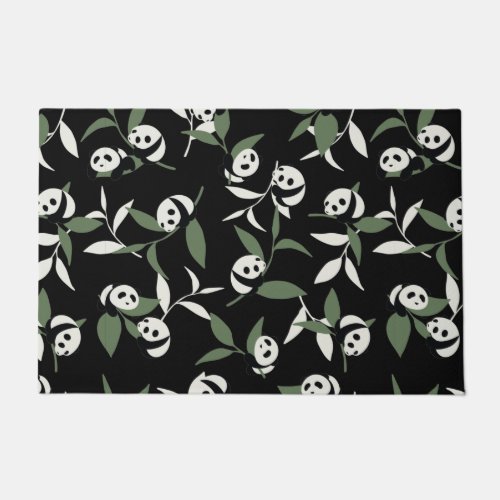 Cute Panda Playing Bamboo Garden Doormat