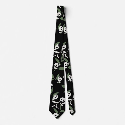 Cute Panda Playing Bamboo Garden Neck Tie