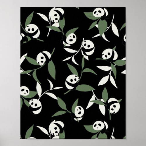 Cute Panda Playing Bamboo Garden Poster