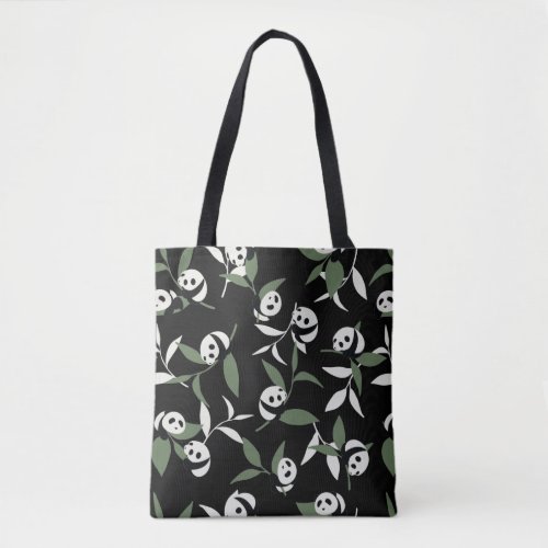 Cute Panda Playing Bamboo Garden Tote Bag