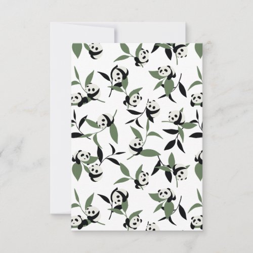 Cute Panda Playing Bamboo Garden White Ver Thank You Card