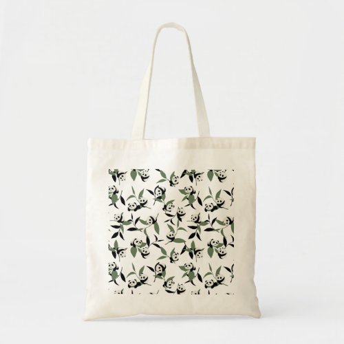 Cute Panda Playing Bamboo Garden White Ver Tote Bag