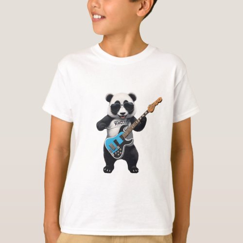 Cute Panda Playing Guitar Music Panda Lovers T_Shirt