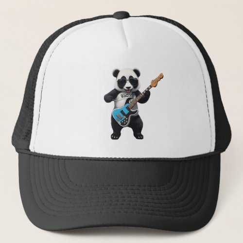 Cute Panda Playing Guitar Music Panda Lovers Trucker Hat