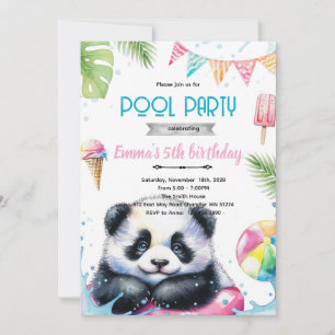 Cute panda pool theme invite