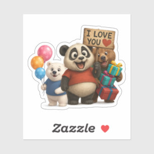 Cute Panda & Poor Bear Birthday Vinyl Sticker