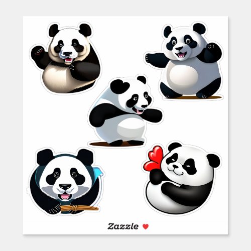 Cute Panda Poses Sticker