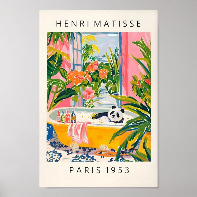 Cute Panda Poster, Matisse Wall Art, Maximalist Mi Poster (Front)