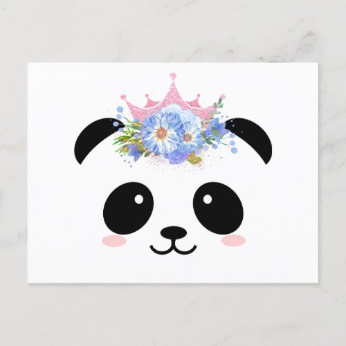 Cute panda princess floral crown  postcard