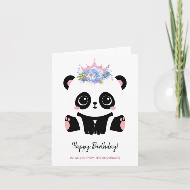 Cute panda princess Happy Birthday  Card (Front)