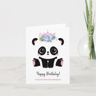 Cute panda princess Happy Birthday  Card