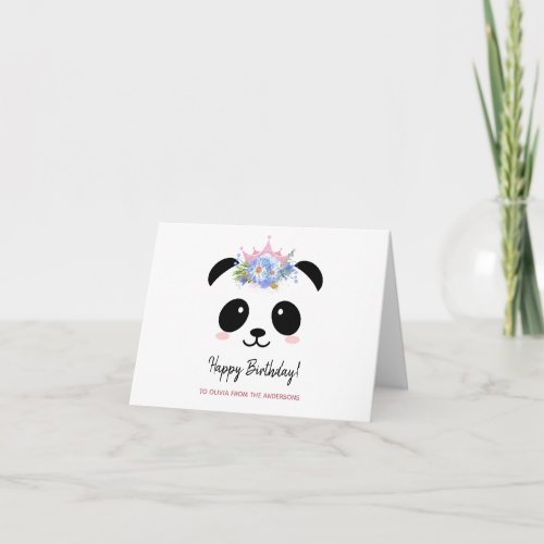 Cute panda princess Happy Birthday Card