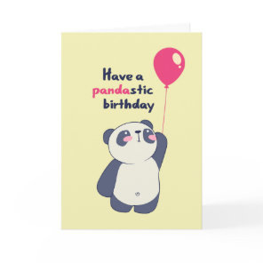 Cute Panda Pun Pandastic Bday Funny Birthday Card