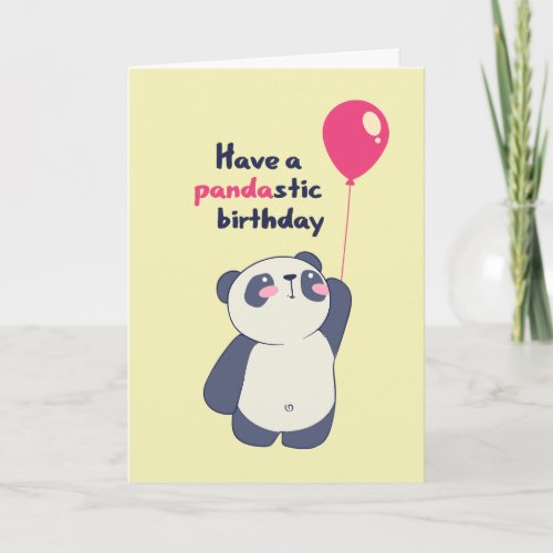 Cute Panda Pun Pandastic Bday Funny Birthday Card