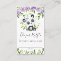 Cute Panda Purple Floral Greenery Diaper Raffle