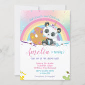 Cute Panda Rainbow Art Paint Birthday Party Girl Invitation (Front)