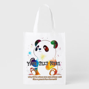 Cute panda reusable grocery bag
