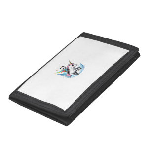 Cute Panda Riding Unicorn Girls Kids Women Rainbow Tri-fold Wallet