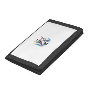 Cute Panda Riding Unicorn Girls Kids Women Rainbow Tri-fold Wallet