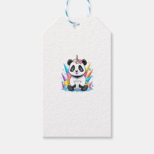 Cute Panda Riding Unicorn Girls Women Rainbow Tank Gift Tags