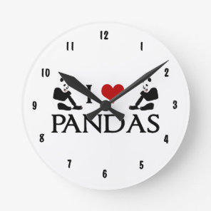 Cute Panda Round Clock