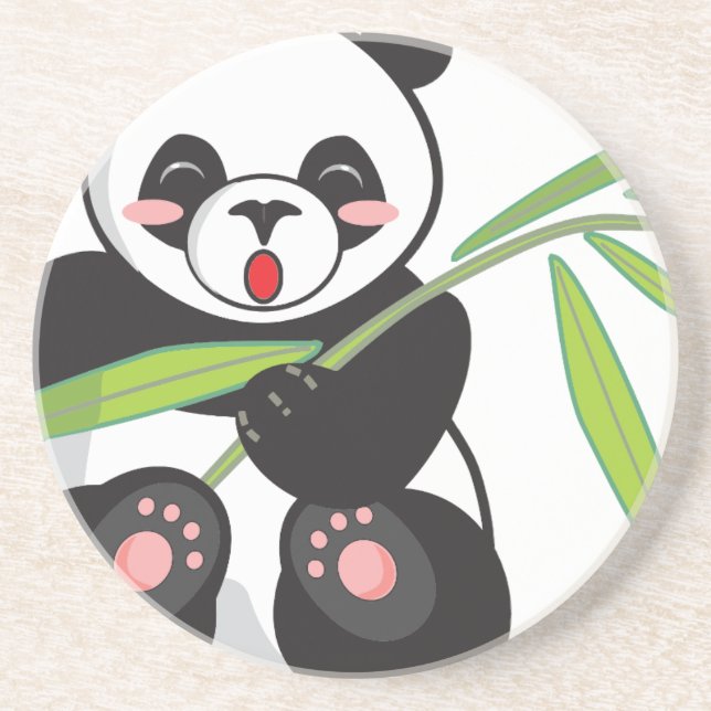 Cute Panda Sandstone Coaster (Front)