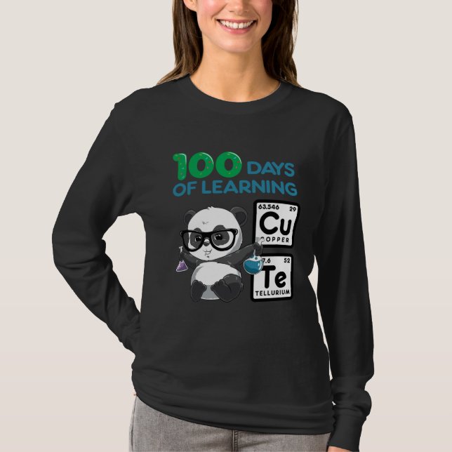 Cute Panda Scientist 100 Shoulder Days T-Shirt (Front)