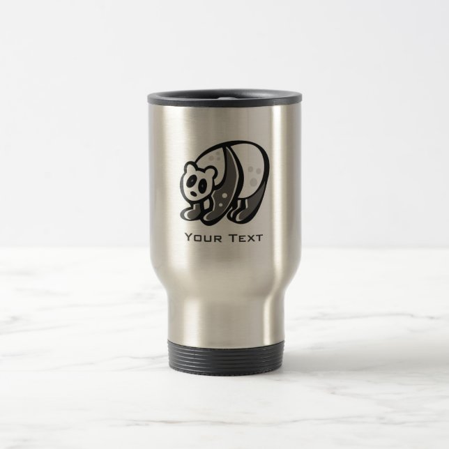 Cute Panda; Silver Travel Mug (Center)