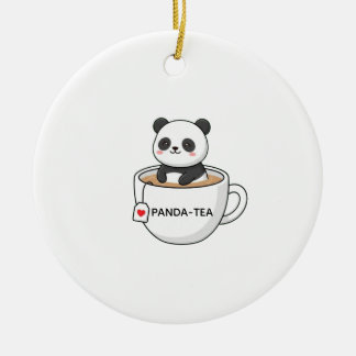 Cute Panda Sitting In A Tea Cup Ceramic Ornament