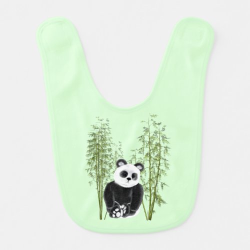 Cute Panda Sitting in Bamboo Bib