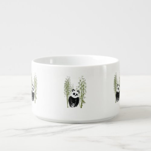 Cute Panda Sitting in Bamboo Bowl