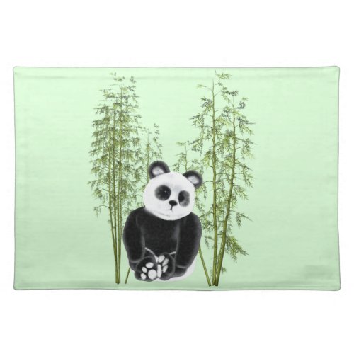 Cute Panda Sitting in Bamboo Cloth Placemat