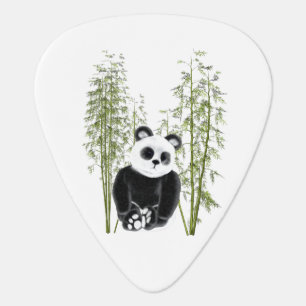 Cute Panda Sitting in Bamboo Guitar Pick