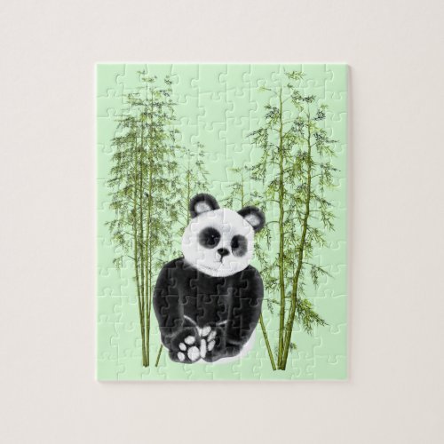 Cute Panda Sitting in Bamboo Jigsaw Puzzle