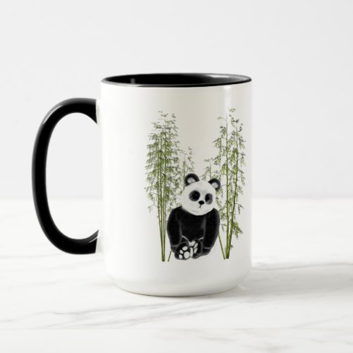 Cute Panda Sitting in Bamboo Mug