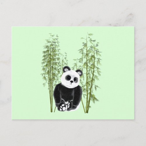 Cute Panda Sitting in Bamboo Postcard