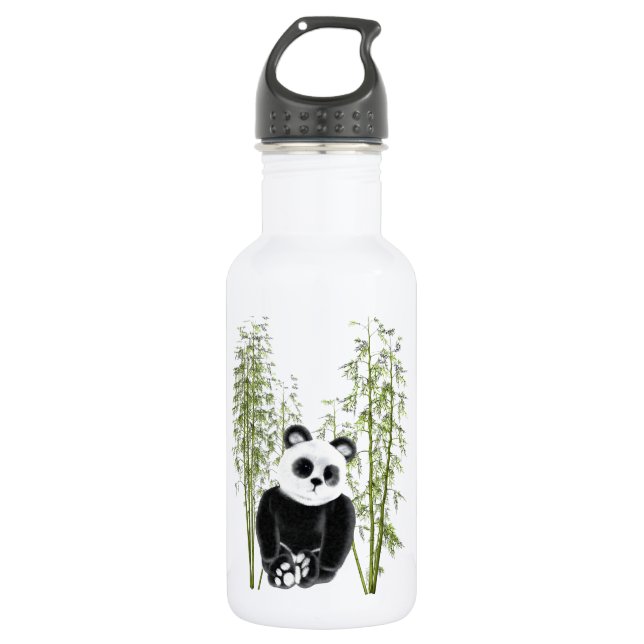 Cute Panda Sitting In Bamboo Water Bottle (Front)