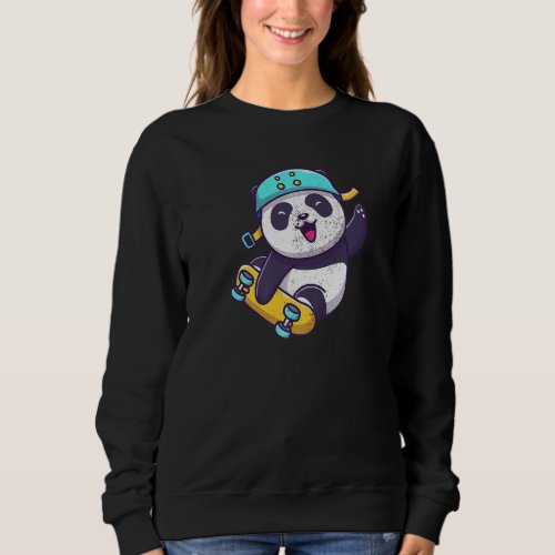 Cute Panda Skateboard Zoo Animals Cool Panda Sweatshirt