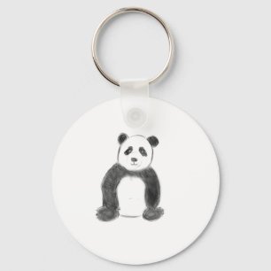 Cute panda sketch black and white keychain